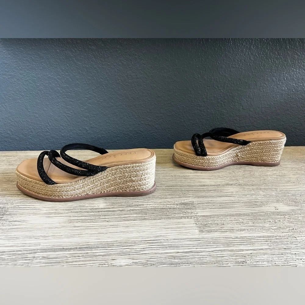 Copper Key Sugar Black Rhinestone Strappy Espadrilles